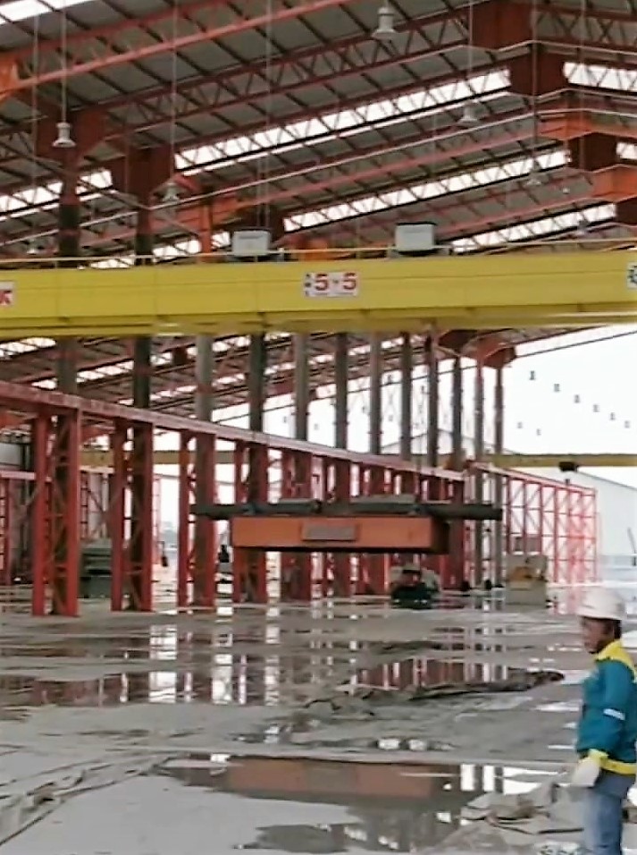 Double Girder Overhead Travelling Crane tested for lifting a dynamic load